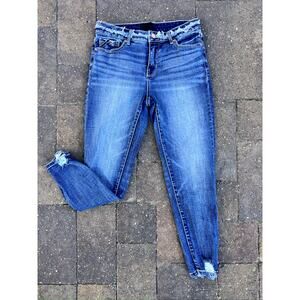 Buckle mid rise denim  distressed ankle skinny jeans size 27x25.5